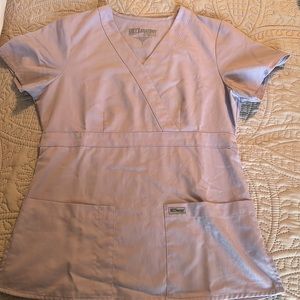 Greys anatomy mock wrap scrub top